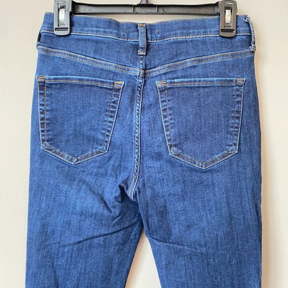 Free People Womens Size 29 Mid-Rise Distressed Dark Wash Skinny Denim Blue Jeans - Picture 14 of 16